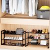 Bamboo Shoe Rack for Closet, Stackable 3 Tier Longer Shoe Organizer Shelf Holder Storage 12-15 Pairs for Entryway Door Hallway