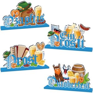 4Pcs Oktoberfest Decorations Table Wooden Centerpiece Ein Prosit October Festival Decorations Bavarian German Beer Festival