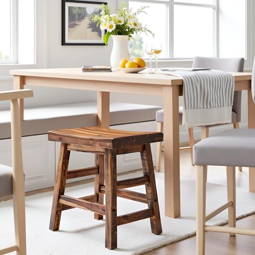Durango 20-Inch Tall Industrial Wood Dining Stool - Table or Extra Seat - Unique Rustic Industrial Style and Comfort -
