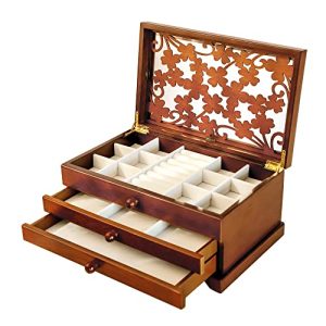 Wooden Jewelry Box, 3 Layer Jewelry Box for Women, Jewelry Holder Organizer, Wood Jewelry Storage Case for Necklaces, Earring,