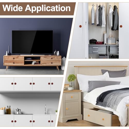 5Pcs Round Wood Drawer Knob, 1.3" x 0.98" Round Cabinet Knobs Mushroom Shape Wooden Knobs with Screws for Furniture Drawer