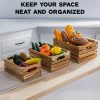Nesting Wood Storage Crates (Set of 3) - Light Natural Acacia Wood Stackable Wooden Boxes for Storage & Organization -
