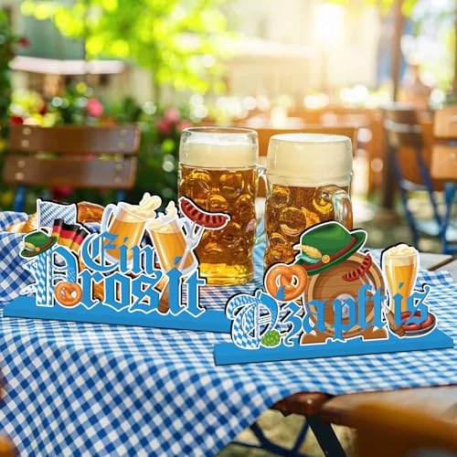 4Pcs Oktoberfest Decorations Table Wooden Centerpiece Ein Prosit October Festival Decorations Bavarian German Beer Festival