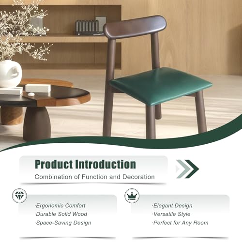 2 Pack Solid Wood Small Chairs with Curved Backrest, Classic and Durable Wooden Chairs for Home and Kitchen with Comfortable