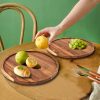 13.8 Inch Wooden Serving Tray,Round Wooden Decorative Serving Tray for Coffee Table and Home Decor, Round Wood Trays for Table