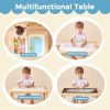Sensory Table for Toddlers 1-3 with 2 Chairs & Roll Paper, Wooden Kid Activity Table Chair Set with Double-Sided Boards and 2