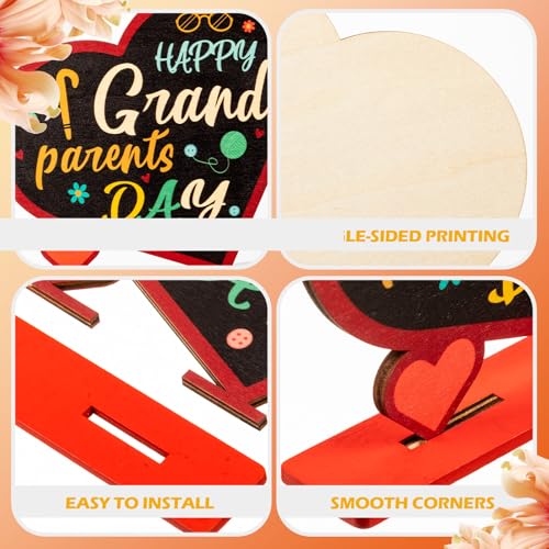 3 Pcs Grandparents Day Wooden Table Centerpieces Decoration Grandparents Gifts from Grandkids Table Topper Sign Wood Craft Kit