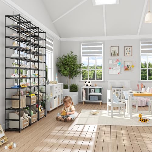 Shoe Rack Large Capacity 72 Pairs Tall Shoe Shelf, 3 Row 12 Tiers Sturdy Metal Shoe Organizer for Entryway, Closet, Bedroom,