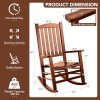 Wood Outdoor Rocking Chair, Oversized Patio Rocking Chair w/400lbs Support & High Backrest | Porch, Lawn, Garden, Backyard,