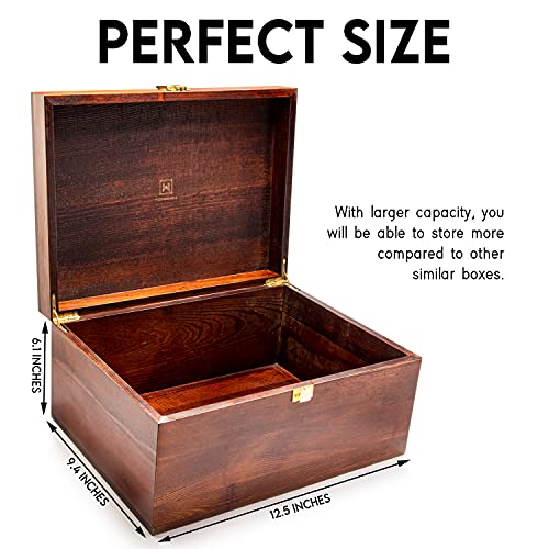 Wooden Gift Boxes - Large Memory Box For Keepsakes, Decorative Boxes With Lids, Wooden Box With Hinged Lid, Wood Boxes, Storage
