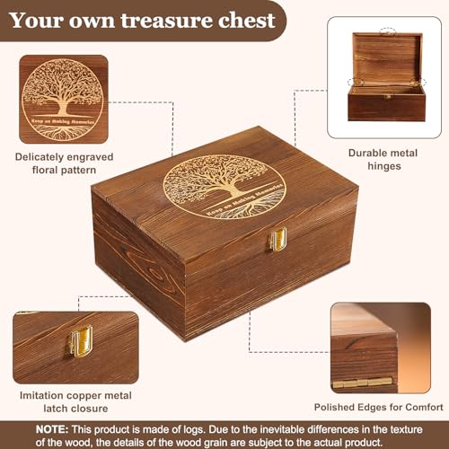 Large Tree of Life Wooden Keepsake Box - Elegant Vintage Jewelry Storage Box Durable Wooden Box for Storing Photos, Gifts,