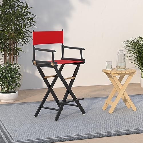 30" Director's Chair Black Frame-with Red Canvas, Bar Height