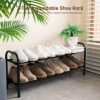 2-Tier Expandable Shoe Rack,Adjustable Shoe Shelf Storage Organizer Heavy Duty Metal Free Standing Shoe Rack for Entryway Closet