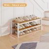 Bamboo Shoe Rack Organizer for Closet and Entryway-Space-Saving Narrow Shoe Stand-Versatile Shoe Holder for Door or Closet