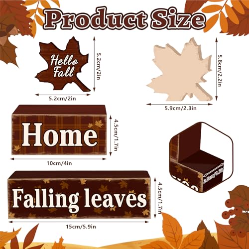 4 Pcs Fall Maple Leaf Wooden Tiered Tray Decor Set, Farmhouse Rustic Hello Fall Falling Leaves Table Decor Maple Leaf Stack