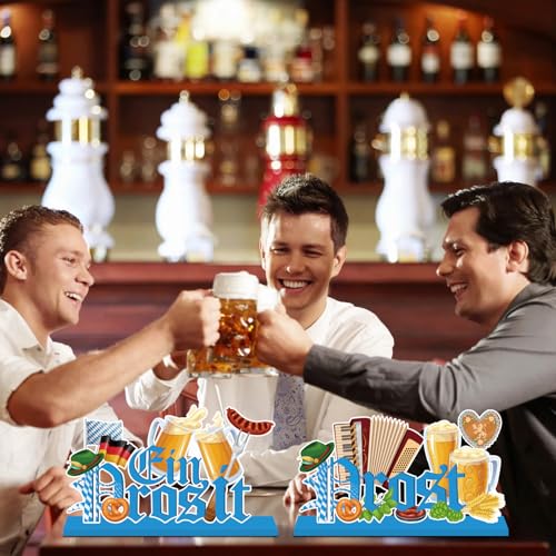 4Pcs Oktoberfest Decorations Table Wooden Centerpiece Ein Prosit October Festival Decorations Bavarian German Beer Festival