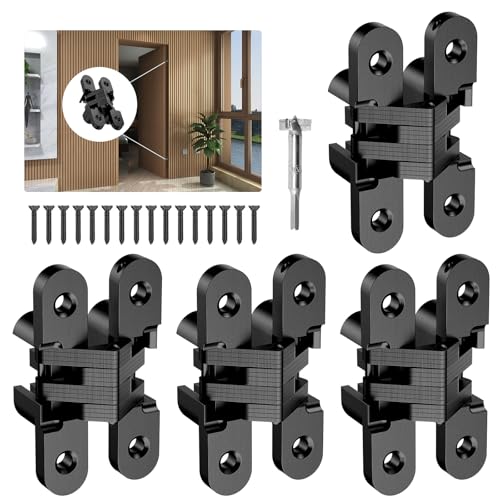Invisible Door Hinge,180 Degree Heavy Duty Zinc Alloy Concealed Cabinet Hinges Silent Smooth Operation Supports 5KG/11lb for