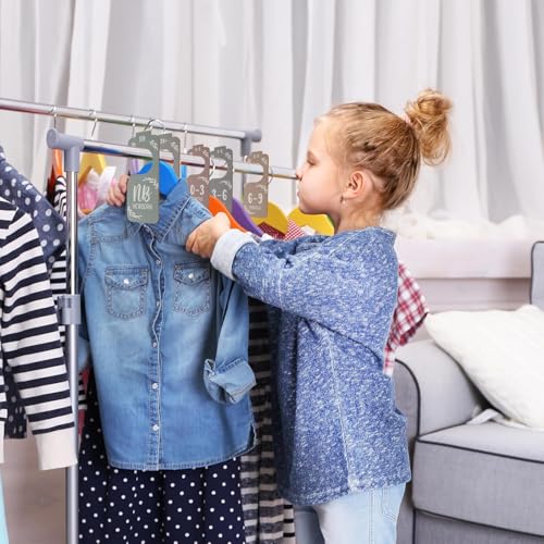 8 Pcs Set Pastels Baby Closet Dividers for Clothing Organizer, Double-Sided Baby Wardrobe Organizer Divider Wooden Clothes Size