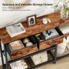 Entryway Table 44'' Sofa Console Table with 2 Fabric Drawers, Industrial Entry Way Shoe Rack with Metal Mesh Shelf for Front