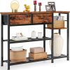 Entryway Table 44'' Sofa Console Table with 2 Fabric Drawers, Industrial Entry Way Shoe Rack with Metal Mesh Shelf for Front