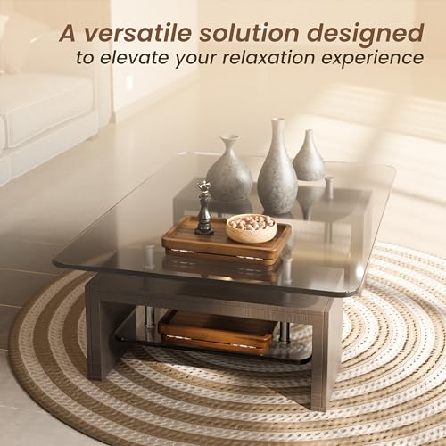Acacia Wood Sofa Armrest Tray - 13.75 x 9.5in Double Hinge Sofa Arm Tray Table Clip - Couch Arm Table - Wooden Side Tables for