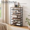 Shoe Rack, 8-Tier Shoe Shelf for Closet, 7 Fabric Shelves, Wooden Top, Large Shoe Organizer, Holds 24-28 Pairs of Shoes,