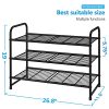 3-Tier Stackable Shoe Rack, Expandable & Adjustable Shoe Shelf Storage Organizer, Wire Grid, Black