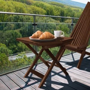 Wooden Folding Table - Original Acacia Wooden Small Foldable End Coffee Tables - FSC Certified Solid Wood Patio Side Table -