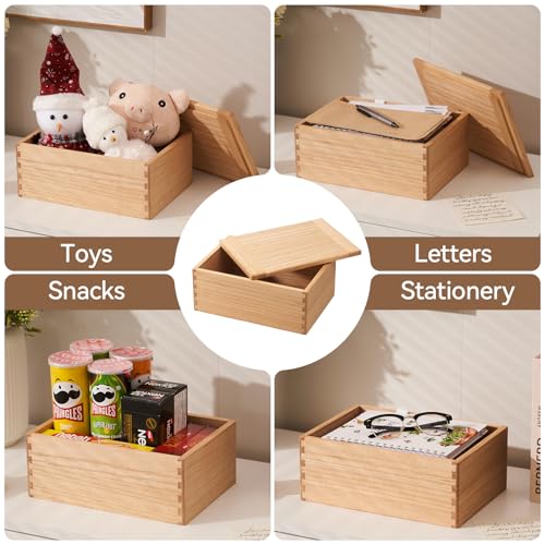 Wood Storage Box Organizer with Lid - Decorative Boxes for Crafts, Sewing, Keepsake, Memory - Wooden DIY Storage Box Stash