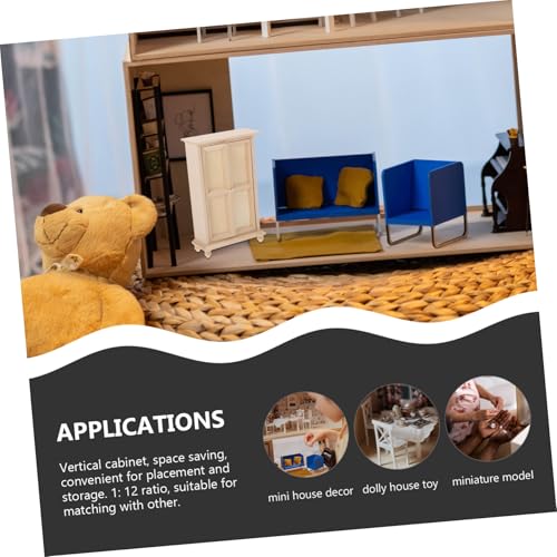 Mini House Wooden Cabinet Miniature Dollhouse Wardrobe Unpainted Mini Furniture for DIY