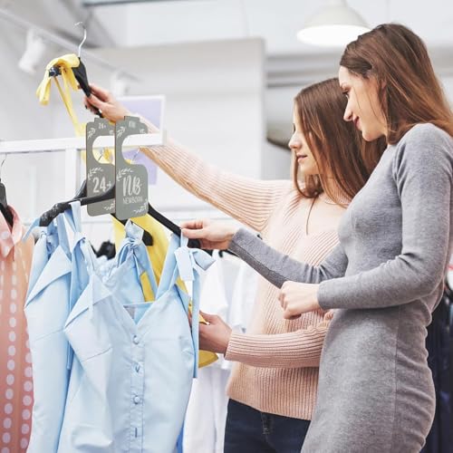 8 Pcs Set Pastels Baby Closet Dividers for Clothing Organizer, Double-Sided Baby Wardrobe Organizer Divider Wooden Clothes Size