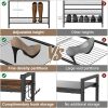 Shoe Rack for Front Door Entrance, 5 Tier Height-Adjustable Metal Shoe Rack, Sturdy Wooden Top and Tiltable Steel Frame Heavy