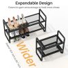 Shoe Rack - Expandable Shoe Organizer for Closet, Adjustable Metal Shoe Shelf Storage, 2 Tier Stackable Long Shoe Stand Holder