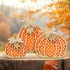 Fall Decor-3 Pcs Wooden Pumpkin Decor for Autumn Table, Mantel Decor, Fall Tiered Tray Decor, Autumn Table, Shelf, Bedroom，Fall