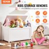 Wooden Toy Chest for Kids, Toddler Toy Storage Box with Flip-Top Lid and Safety Hinge, 32.68 x 17.91 x 24.02 Large Kids Storage