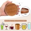 6 Pcs Best Wooden Coasters with Holder Coffee Table Decor Acacia Wood Coaster Set Modern Cup Coaster for Drink Home Dining Table