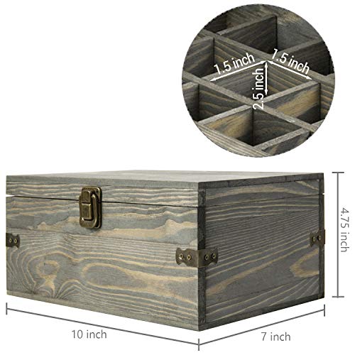 24 Slot Wooden Essential Oil Bottle Storage Box, Vintage Gray Wood Roller Organizer Holder Display Case, Holds Up to 30 mL