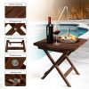 Wooden Folding Table - Original Acacia Wooden Small Foldable End Coffee Tables - FSC Certified Solid Wood Patio Side Table -