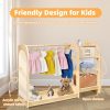 Kids' Dress Up Storage Closet with Mirror, 31.5 Inch Kids Wardrobe Closet with Shelves for Girls and Boys, Wooden Costume