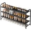 Shoe Rack 3 Tier Long Storage Organizer Wide Metal Shoe Shelf for Closet Entryway Black