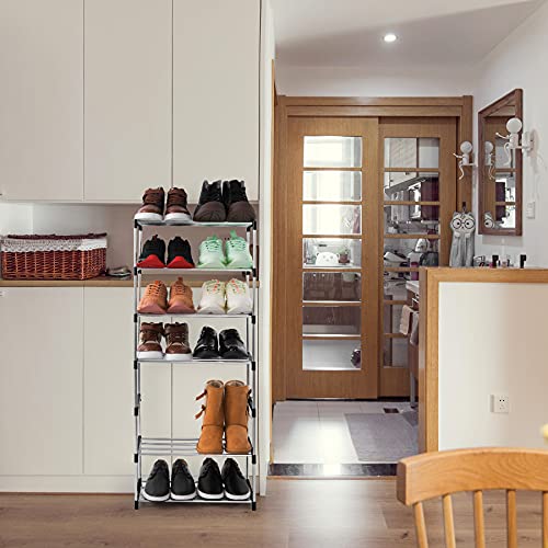 3-Tier Stackable Small Shoe Rack, Lightweight Shoe Shelf Storage Organizer for Entryway, Hallway and Closet(Black)