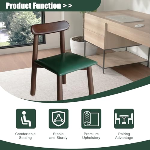 2 Pack Solid Wood Small Chairs with Curved Backrest, Classic and Durable Wooden Chairs for Home and Kitchen with Comfortable