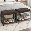 Small Shoe Bench, 3-Tier Shoe Rack, Shoe Storage Bench with PU Seat Cushion, Entryway Shoe Rack Bench with Metal Mesh Shelves,