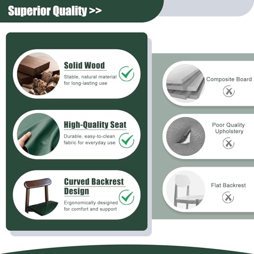 2 Pack Solid Wood Small Chairs with Curved Backrest, Classic and Durable Wooden Chairs for Home and Kitchen with Comfortable