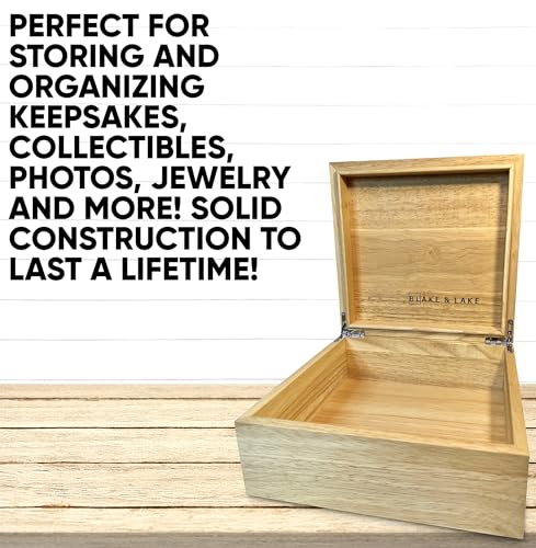 Wooden Eco Box with Hinged Lid - Solid Oak Wood Storage Box with Lid - Wooden Keepsake Box - Decorative wooden boxes with lids