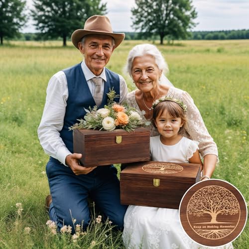 Large Tree of Life Wooden Keepsake Box - Elegant Vintage Jewelry Storage Box Durable Wooden Box for Storing Photos, Gifts,