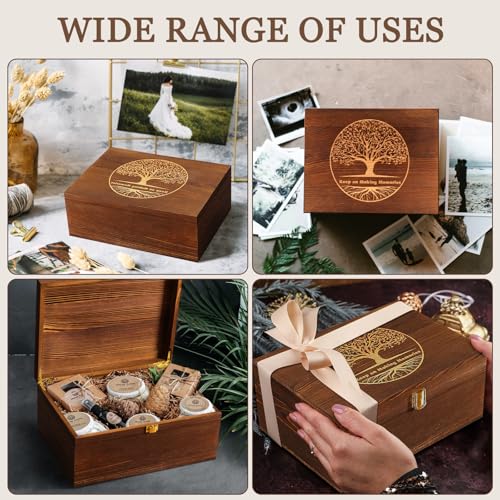 Large Tree of Life Wooden Keepsake Box - Elegant Vintage Jewelry Storage Box Durable Wooden Box for Storing Photos, Gifts,