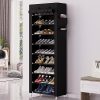 9 Tier Shoe Rack Organizer,Portable Shoe Shelf with Nonwoven Fabric Cover for Closet Hallway,Bedroom,Entryway,Black
