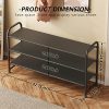 Shoe Rack 3 Tier Long Storage Organizer Wide Metal Shoe Shelf for Closet Entryway Black