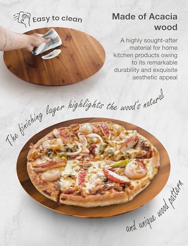 13" Acacia Lazy Susan Organizer for Table - Wooden Lazy Susan Turntable - Wood Kitchen Turntable Storage Food for Cheese Boards,